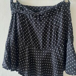 Zara Black Polka Dot Mini Skirt with Waist Tie